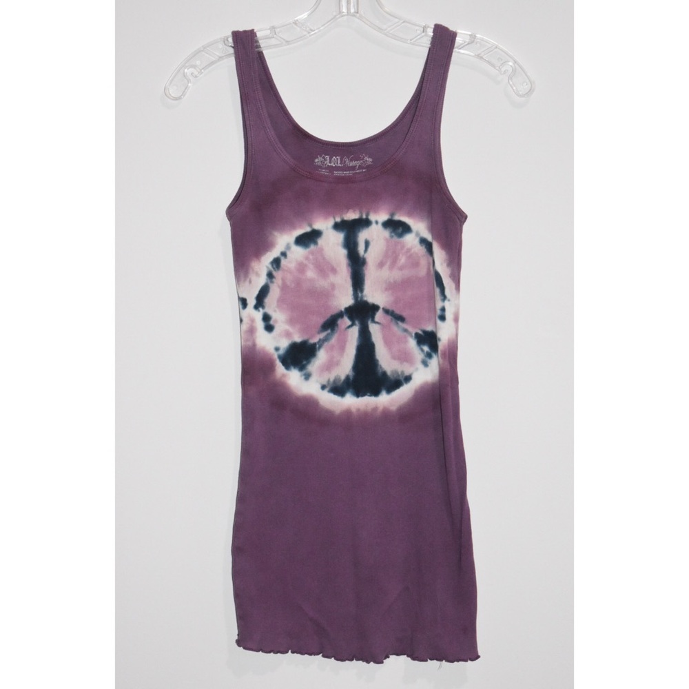 Peace Sign Purple Tie Dye Tank Top Lol Vintage